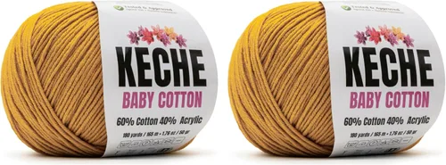 Miniatura 37 de Keche Hilo de algodón, 60% algodón, 40% hilo acrílico, hilo de algodón suave para crochet y tejer, hilo amigurumi, 1 madeja/bola, 1.76 onzas (50g)