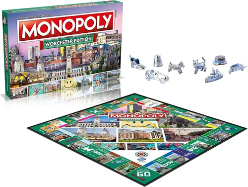 Miniatura 4 de Monopoly Board Game Worcester Edition: 2-6 jugadores Juegos de mesa familiares para niños y adultos, juegos de mesa para niños de 8 años