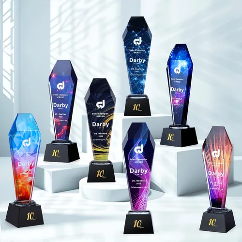 Miniatura 17 de Trofeos personalizados personalizados premio grabado Crystal Oscar Trofeo para empleados Estudiantes Empresa deportiva Reunión anual Alabanza Pastor
