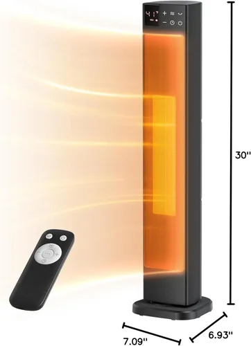 Miniatura 10 de PELONIS Calentador de espacio de torre de cerámica de 30 pulgadas con termostato ajustable para habitaciones grandes, oscilación de 75°, control