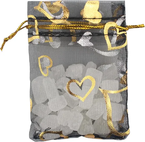 Miniatura 18 de QIANHAILIZZ Paquete de 100 bolsas de regalo de organza con forma de corazón de flores de 2.8 x 3.5 pulgadas, bolsa de regalo para dulces, bolsa