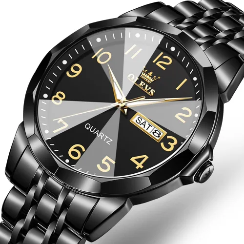 Miniatura 2 de OLEVS Reloj para hombre vestido de negocios diamante analógico cuarzo fecha lujo clásico acero inoxidable impermeable luminoso dos tonos reloj