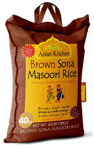 Miniatura 8 de Asian Kitchen Brown Sona Masoori - Arroz envejecido de 40 libras, 40 libras (40.0 lbs) de arroz de grano corto ~ Todo natural Apto para gluten