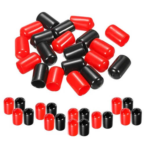 Miniatura 26 de MECCANIXITY 50 unids tapas de goma Surtido de 0.079 in PVC vinilo tornillo rosca protector para tornillo tornillo negro rojo