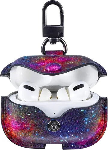 Miniatura 7 de Bonita funda de cuero para Airpods Pro, funda protectora de piel auténtica suave con llavero, a prueba de golpes, funda de carga inalámbrica
