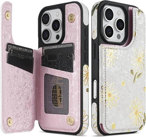 Miniatura 22 de NNH Funda tipo cartera compatible con iPhone Xs Max con bloqueo RFID, ranuras para tarjetas, folio de piel sintética, función atril, doble cierre