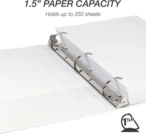 Miniatura 78 de Samsill - Carpeta duradera de 5 pulgadas, fabricada en los Estados Unidos, con anillos en D, transparente y personalizable, color blanco