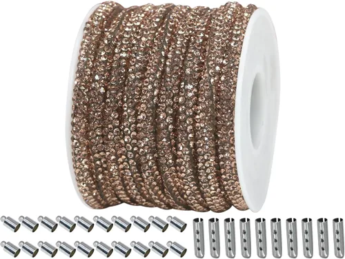 Miniatura 9 de Cuerda de purpurina con strass de 6 yardas, 0.17" de ancho, cordones brillantes para zapatos, ideal para hacer joyería DIY