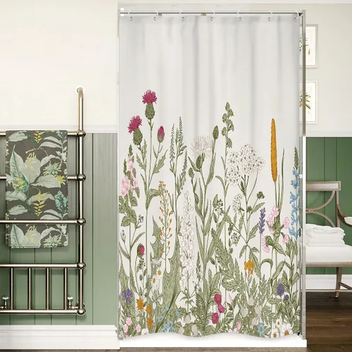Riyidecor - Cortina de ducha con estampado de flores silvestres para decorar un baño pequeño o una ventana, 36 pulgadas de ancho x 72 pulgadas de