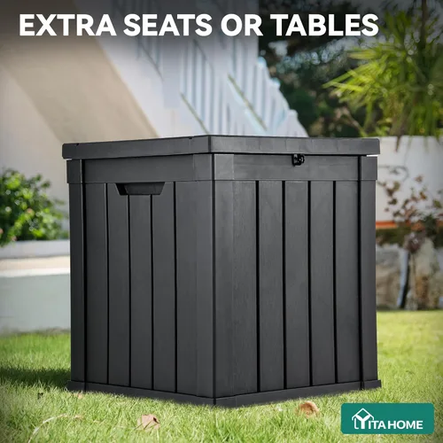 Miniatura 6 de YITAHOME Caja de almacenamiento para la terraza, de 51 galones, contenedor de almacenamiento para exteriores resistente a la intemperie para cojines