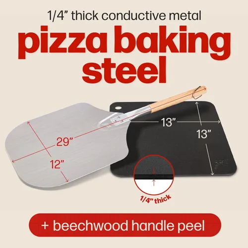 Miniatura 2 de Pizza Steel PRO de Hans Grill Hoja cuadrada para hornear de metal conductivo XL (1/4 de pulgada de grosor) para cocinar pizzas en horno