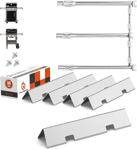 Miniatura 9 de QuliMetal 44.5 cm SUS304 Barras Aromatizadoras y Deflectores de Calor para Parrillas Weber Genesis 300 Series, Compatibles con Genesis E310 E320