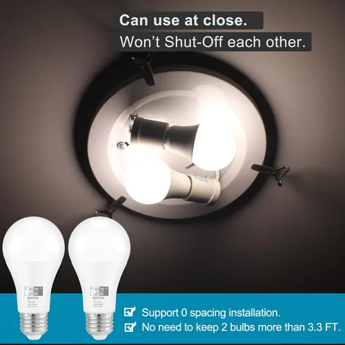 Miniatura 3 de Qualilux Bombillas LED A19 del atardecer al amanecer 850 LM, equivalente a 60 W, luz diurna, 9.5 W de eficiencia energética, A19, base E26, paquete