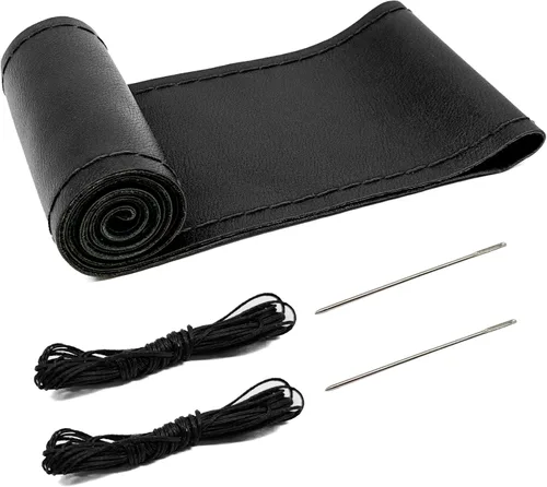Funda de volante de cuero PU Direct, 15 pulgadas, antideslizante, transpirable, sensación suave y cómoda, envoltura de costura de cuero PU genuino