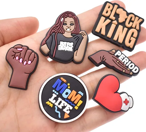 Miniatura 3 de SHINQEAR Black Girl - Dijes para zapatos con letras mágicasrosas para mujer, bonitos dijes unisex para adultos, para ajustar, sandalias, pulseras