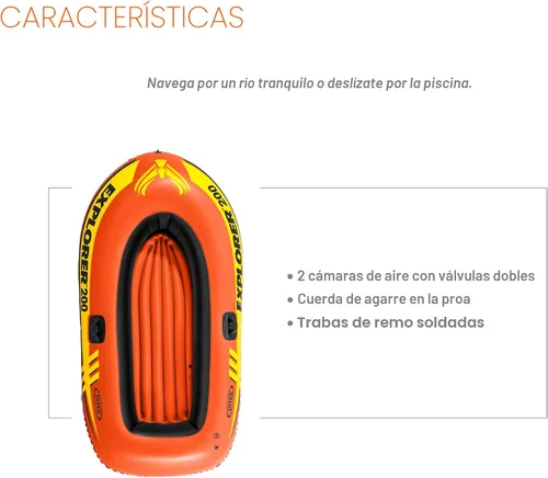 Miniatura 3 de Serie de botes inflables INTEX Explorer: Cámaras de aire duales – Cerraduras de remo soldadas – Mangos de agarre – Cuerda de arco – Diseño deportivo