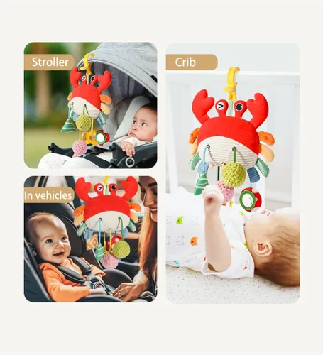Miniatura 3 de Juguetes de asiento de automóvil para bebés de 0 a 12 meses – Juguete de actividad colgante para bebé para asiento de automóvil, cochecito, cuna