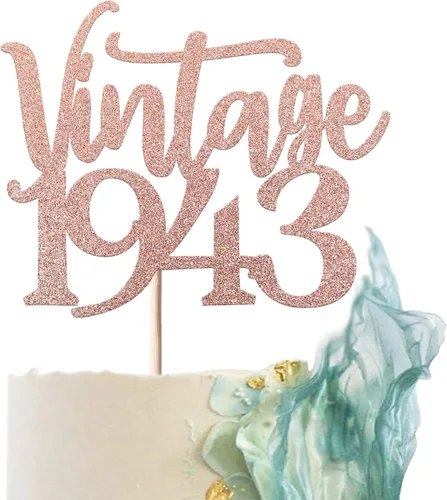 1 paquete de 1 decoración para tartas vintage de 1943, ochenta impresionantes desde 1943, palillos para cupcakes Happy 80 y fabulosas decoraciones