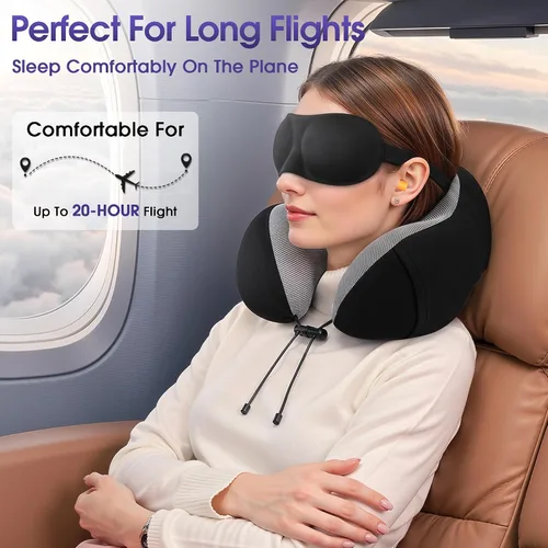 Miniatura 4 de CloudBliss Almohada de viaje de espuma viscoelástica de alta calidad, almohada cervical cómoda y de apoyo, almohadas cervicales para viajar
