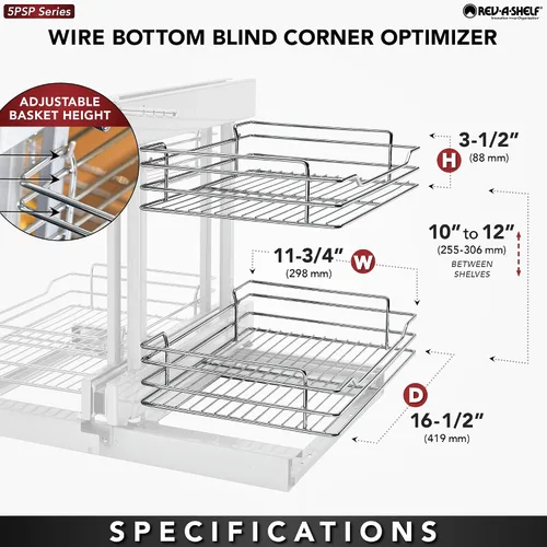 Miniatura 4 de Rev-A-Shelf Organizador de estante extraíble de doble nivel para gabinetes de cocina o baño de esquina ciega con cierre suave, 15 pulgadas, 4