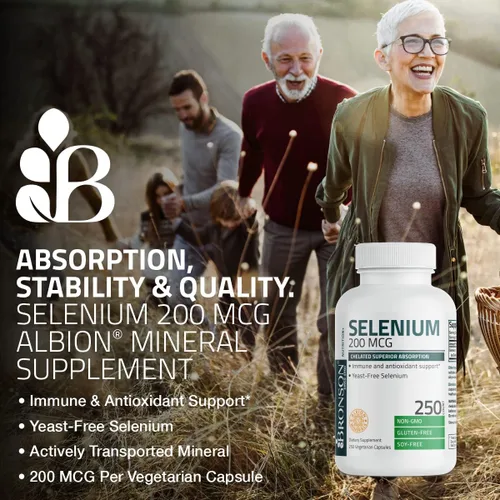 Miniatura 3 de Bronson Selenio 200 mcg – Complejo de aminoácidos quelado libre de levadura - Mineral traza esencial con absorción superior, 250 cápsulas