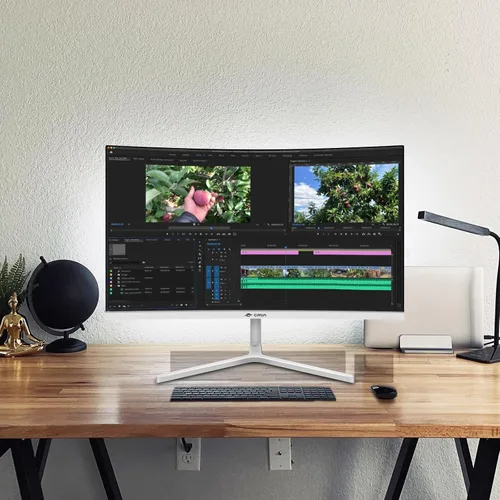 Miniatura 7 de CRUA Monitor curvo para juegos de 24 pulgadas, monitor de computadora de 165 Hz/200 Hz, FHD 1920 x 1080, 120% sRGB, AMD FreeSync, filtro de luz