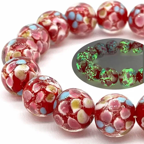 Miniatura 13 de Artsy Crafts - 60 cuentas surtidas de luciérnaga que brillan en la oscuridad de 0.472 in (0.472 in), cuentas de vidrio luminosas para hacer joyas