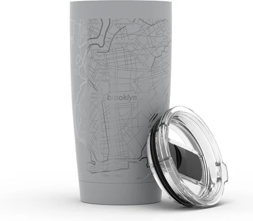 Miniatura 16 de Well Told Vaso de café aislado con diseño grabado de mapa de Atlanta Georgia, taza de acero inoxidable grabada (20 onzas, negro) con diseño de mapa