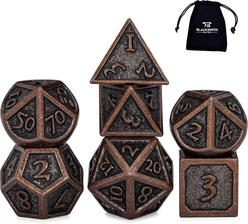 HEIMDALLR Juego de dados de metal DND, 7 piezas, juego de dados de metal indestructibles con bolsa de dados; juego de dados D&D (juego de dados de