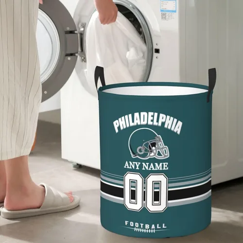 Miniatura 6 de Cesta de lavandería Philadelphia, cesta de lavandería personalizada estilo fútbol, cesta de almacenamiento plegable personalizada con nombre