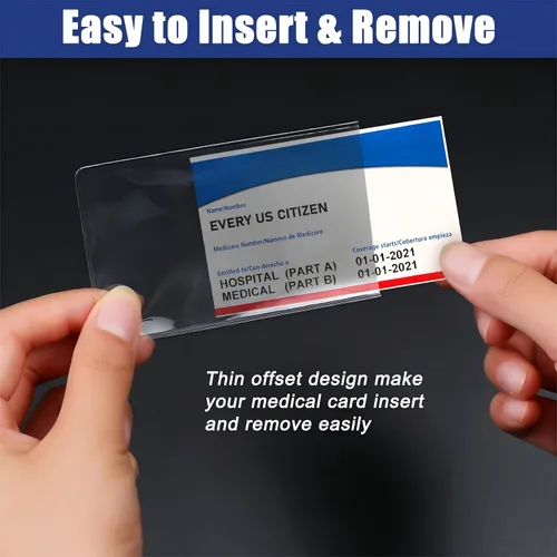 Miniatura 4 de Zonon Paquete de 48 fundas protectoras para tarjetas de seguridad social de 24 mil, soporte de plástico impermeable de PVC transparente, fundas