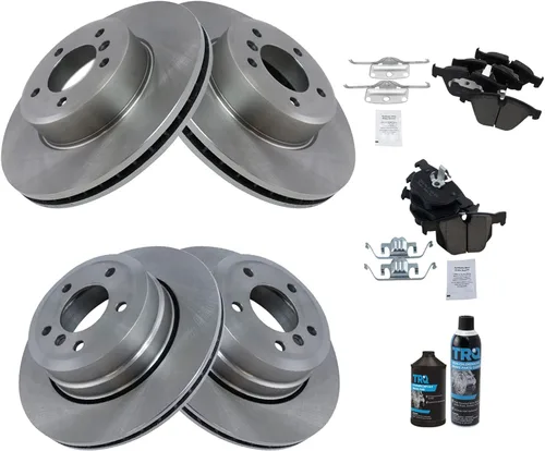 Miniatura 3 de TRQ Kit de pastillas de freno delanteras y traseras y rotor, kit químico de freno, pastillas de freno de cerámica compatible con BMW 525xi 2007 2010