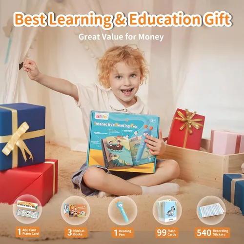 Miniatura 9 de alilo Juegos de libros de bolígrafo parlante para niños pequeños de 3 a 6 años, juguetes electrónicos de aprendizaje para niños, con 3 libros
