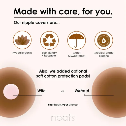 Miniatura 4 de NEATS Fundas para pezones para mujer, reutilizables e hipoalergénicas de silicona
