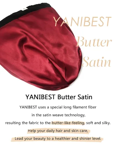 Miniatura 5 de YANIBEST - Gorro de satén de seda para dormir y cubrir el cabello, holgado, ajustable y con forro de seda para cabello rizado y trenzas