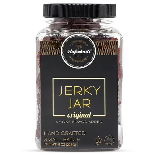 Aufschnitt Meats - Tarro de carne seca de res alimentada con pasto, apto para Kosher y Keto, idea de regalo, tarro de 8 onzas, original