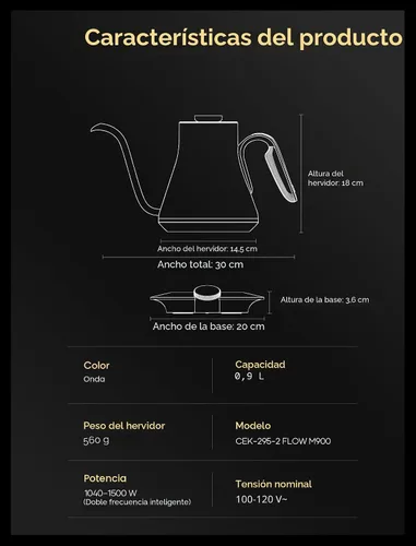 Miniatura 9 de Cocinare Hervidor eléctrico de cuello de cisne, control preciso de temperatura de ±0.5 °F, calentamiento rápido de 1500 W, café y té, acero