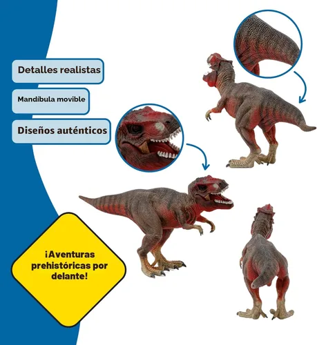 Miniatura 3 de Schleich Dinosaurios – Juego de 4 piezas de dinosaurios rojos para niños y niñas – con figura de T Rex, Allosaurus, Intrepidus y Majungasaurus