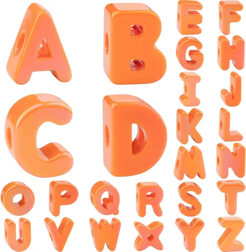 Miniatura 45 de 26 Pcs Chunky Amber Letter Beads, 20mm Jumbo 3D Acrylic Letter Beads, Big Letter Beads for Bracelets, Necklaces, Bagcharms, Shoelaces, Keychains