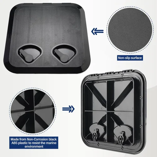 Miniatura 3 de NovelBee Escotilla para cubierta de barco, 14-1/2 x 14-3/4 pulgadas, escotilla de acceso y escotilla de tapa para barco, caravana, caravana y Negro