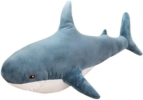 OUKEYI Almohada de peluche de tiburón gigante de 30 pulgadas, almohadas suaves de felpa de tiburón grande para niños, cómoda almohada para dormir,