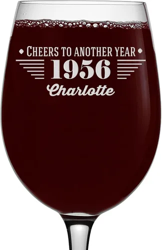 Miniatura 11 de Spotted Dog Company Copa de vino grabada vintage de 16 onzas con tallo de 16 onzas, regalos de feliz cumpleaños 70 para mujeres y hombres, saludos a