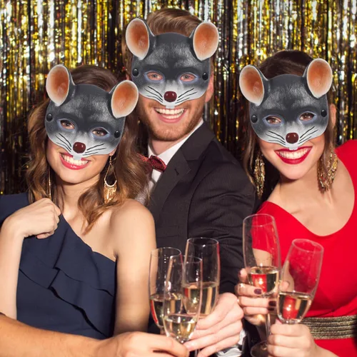 Miniatura 5 de jojofuny Máscara de rata gris: máscara de cabeza de rata cicatriz 3D, disfraz de ratón animal de media cara para Halloween, carnaval, mascarada