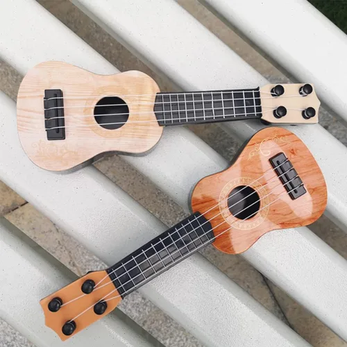 Miniatura 3 de Toddmomy Juguete de ukelele para niños, 9.84 pulgadas, mini instrumento musical de plástico de 4 cuerdas, juguete educativo para niños pequeños