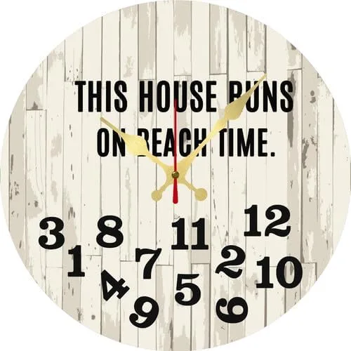 Reloj de pared retro con números inusuales y divertidos, reloj de madera decorativo moderno de 10 x 10 pulgadas, silencioso, sin tictac, funciona