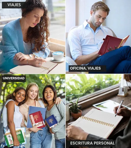 Miniatura 7 de Cuaderno de espiral para mujeres y hombres, 300 páginas numeradas y rayadas, pauta universitaria, cuaderno espiral de tapa dura A5 para la escuela