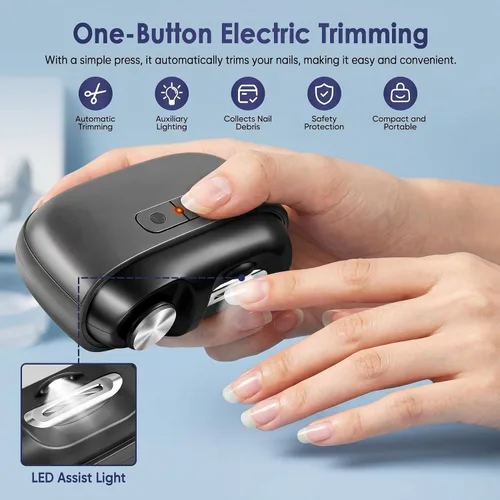Miniatura 3 de Cortaúñas eléctrico, recortador de uñas eléctrico con almacenamiento de luz y restos de uñas, cortaúñas eléctrico con pulido, recortador de uñas