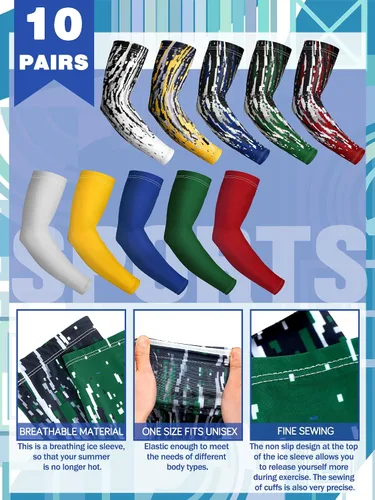 Miniatura 9 de 10 pares de mangas de protección solar UV brazo mangas de enfriamiento antideslizante compresión deportes poliéster Ciclismo cubiertas