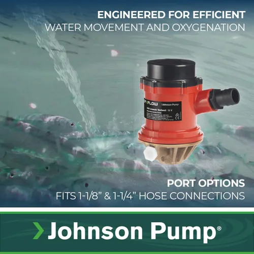 Miniatura 3 de Johnson Pump s 166004B PRO Series 1600 GPH Livewell/Baitwell Bomba de aireación, 12 V (16004B), bronce