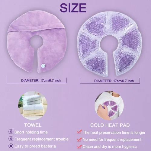 Miniatura 4 de Almohadillas de Terapia Mamaria - Almohadillas de Gel Frías y Calientes para Amamantar y Recuperación Posparto, Alivio del Dolor para Mastitis e